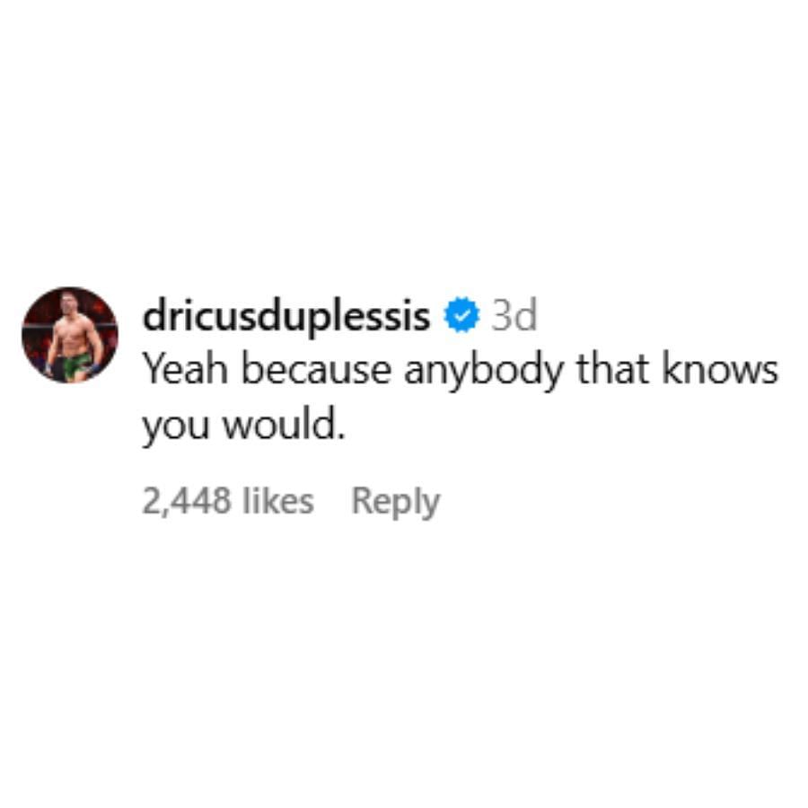 Dricus du Plessis' comment